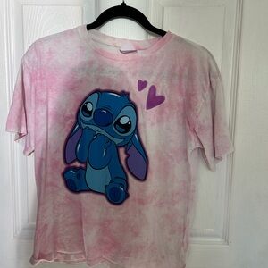 Zara Pink Tie-Dye Tee with Blue Cartoon